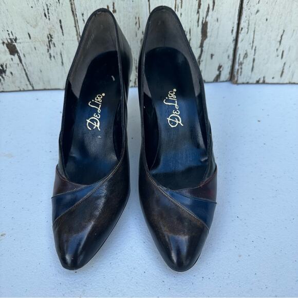 De Liso Vintage Heels Pumps Size 6.5 AA Brown Red Green Blue Multicolor - Picture 4 of 6